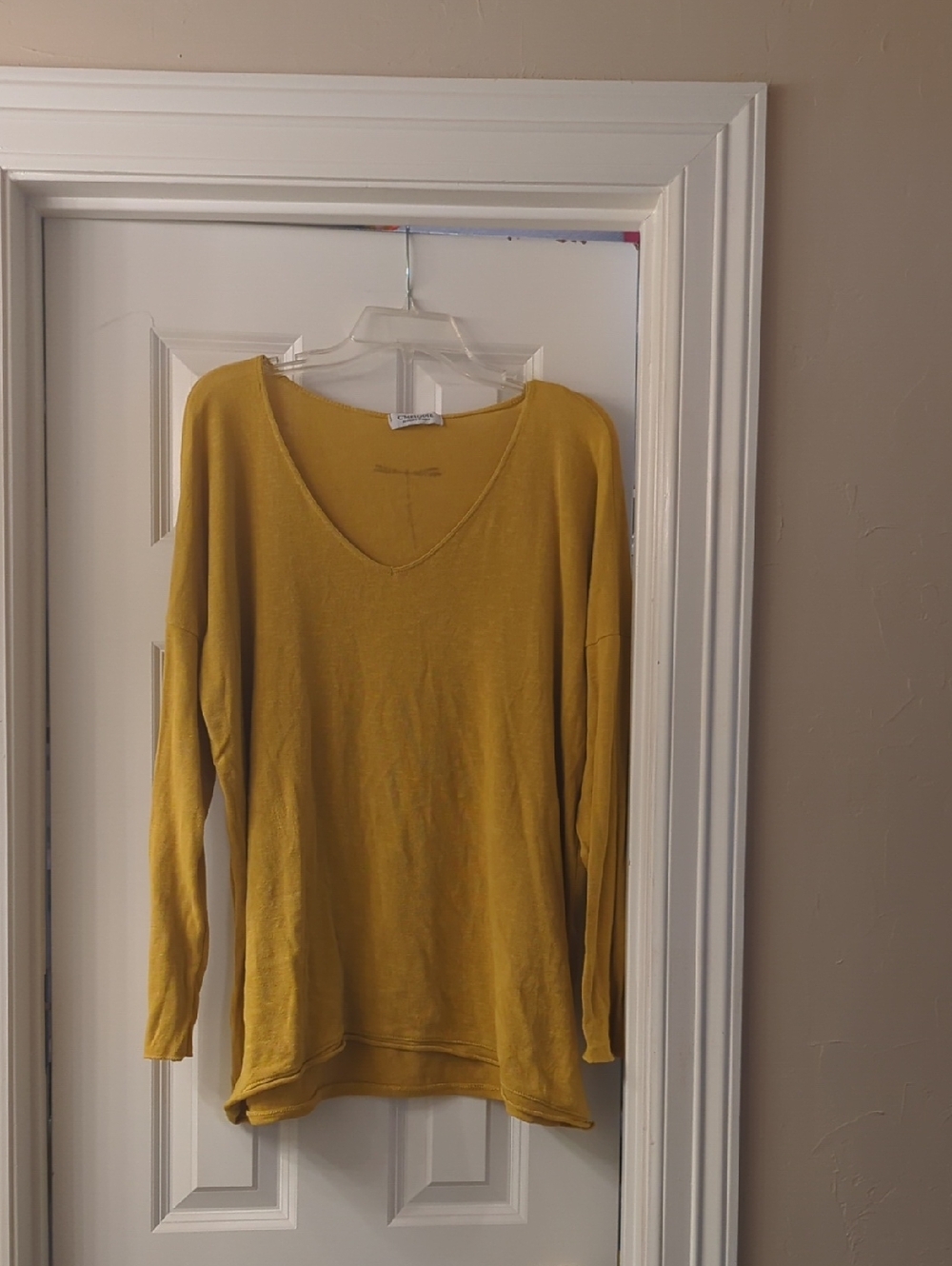 Elodie Mustard V-Neck Long Sleeve Pullover